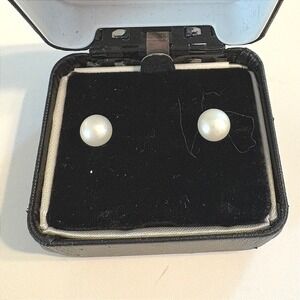 Vintage White Pearl Stud Earrings  Butterfly Back Classic Minimalist 10mm
